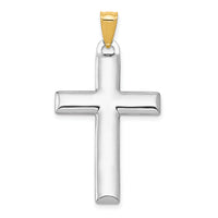 14K W/Rhodium Reversible Yellow/White Cross Pendant-K3636