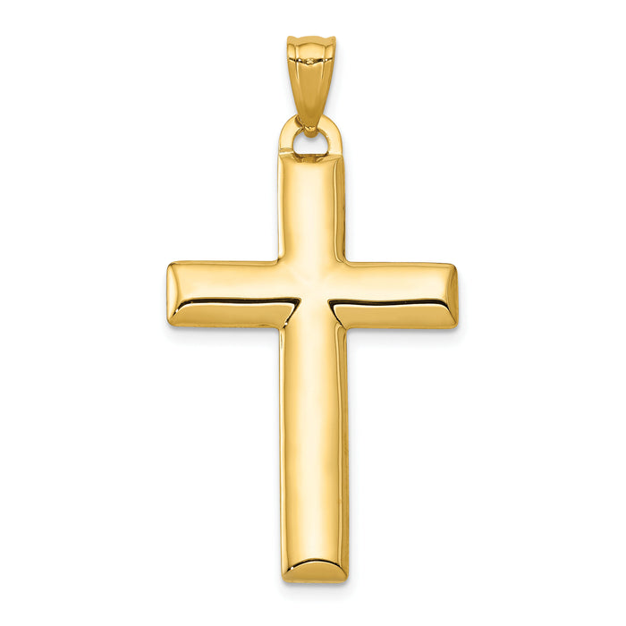 14K W/Rhodium Reversible Yellow/White Cross Pendant-K3636