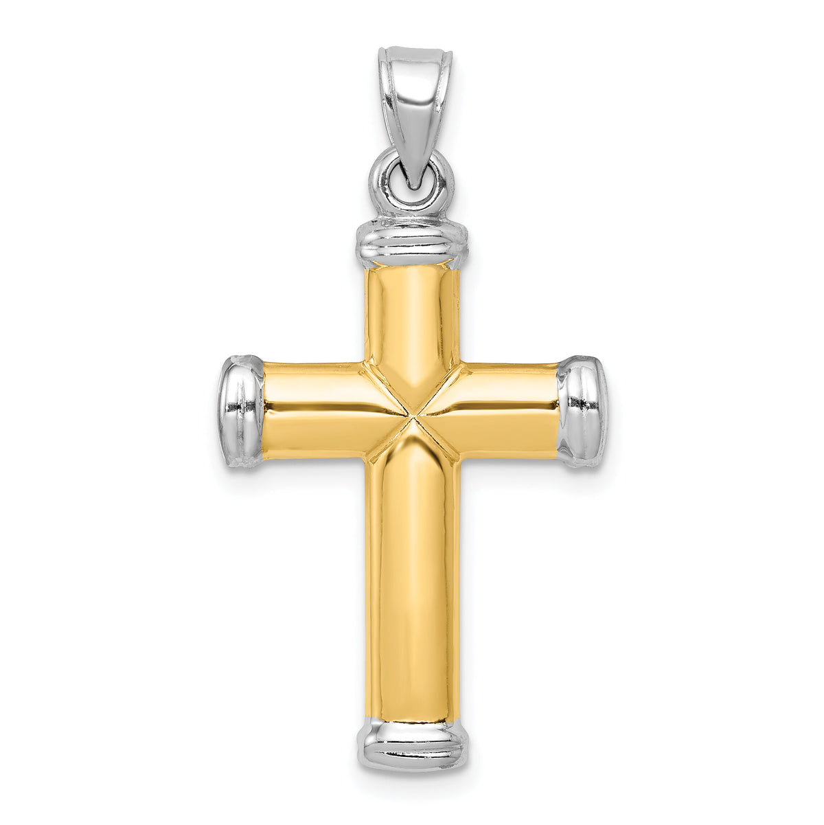 14k Two-tone w/Rhodium Reversible Cross-K3638