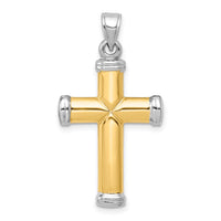14k Two-tone w/Rhodium Reversible Cross-K3638