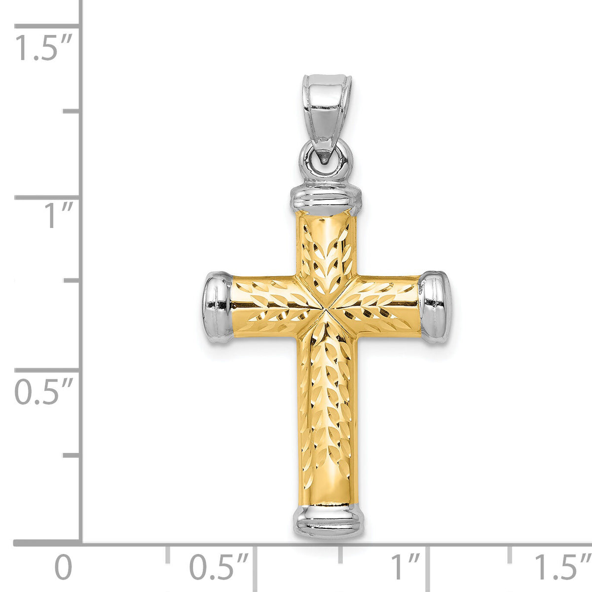 14k Two-tone w/Rhodium Reversible Cross-K3638