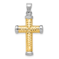 14k Two-tone w/Rhodium Reversible Cross-K3638