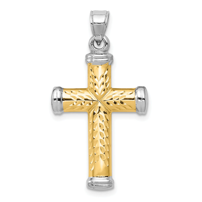 14k Two-tone w/Rhodium Reversible Cross-K3638