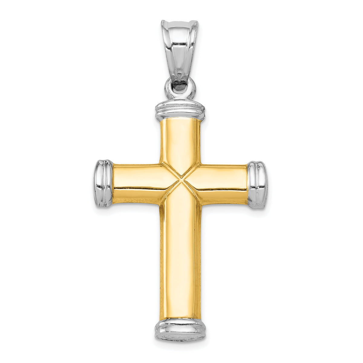 14K Two-Tone and Rhodium Reversible Cross-K3639