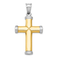 14K Two-Tone and Rhodium Reversible Cross-K3639