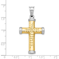 14K Two-Tone and Rhodium Reversible Cross-K3639
