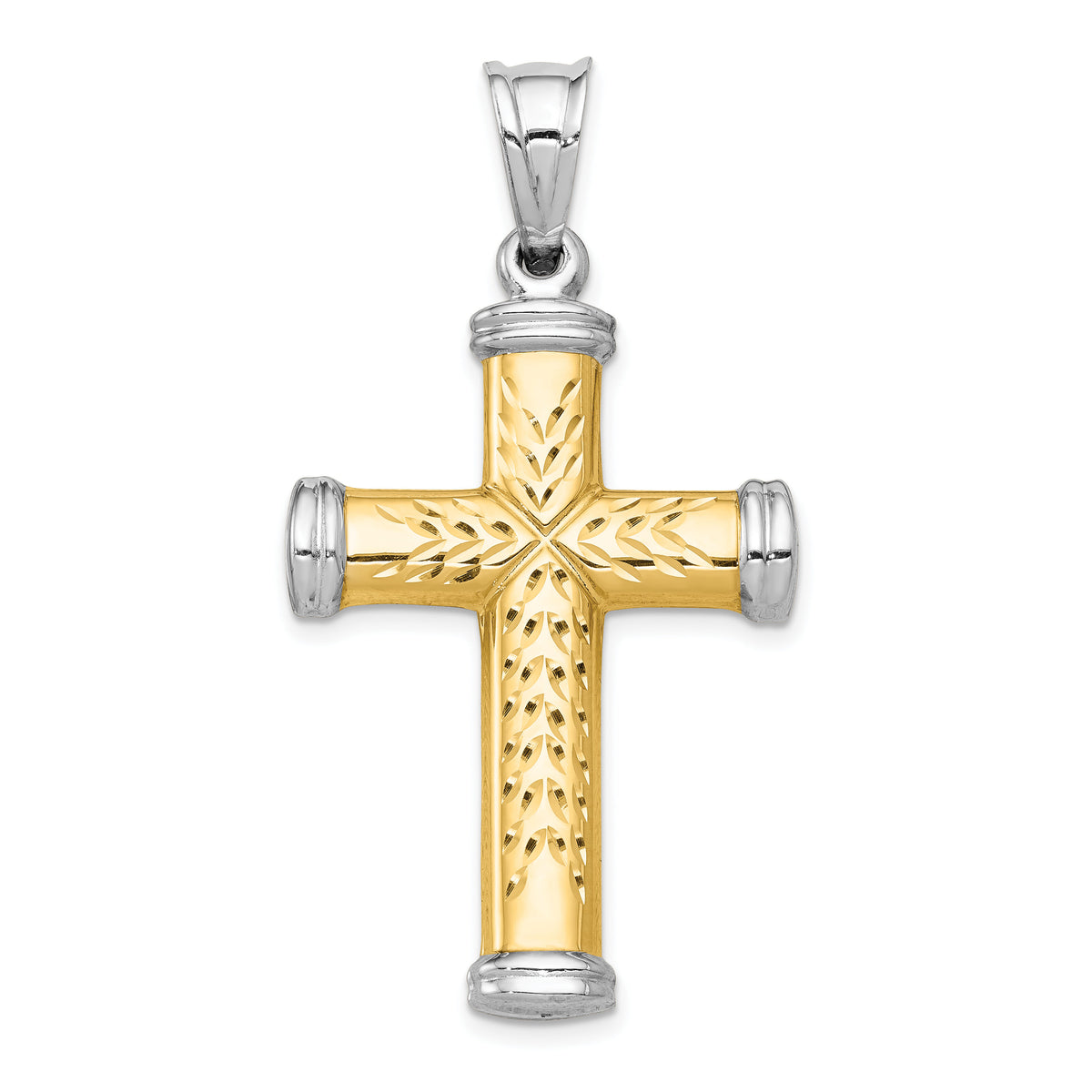 14K Two-Tone and Rhodium Reversible Cross-K3639