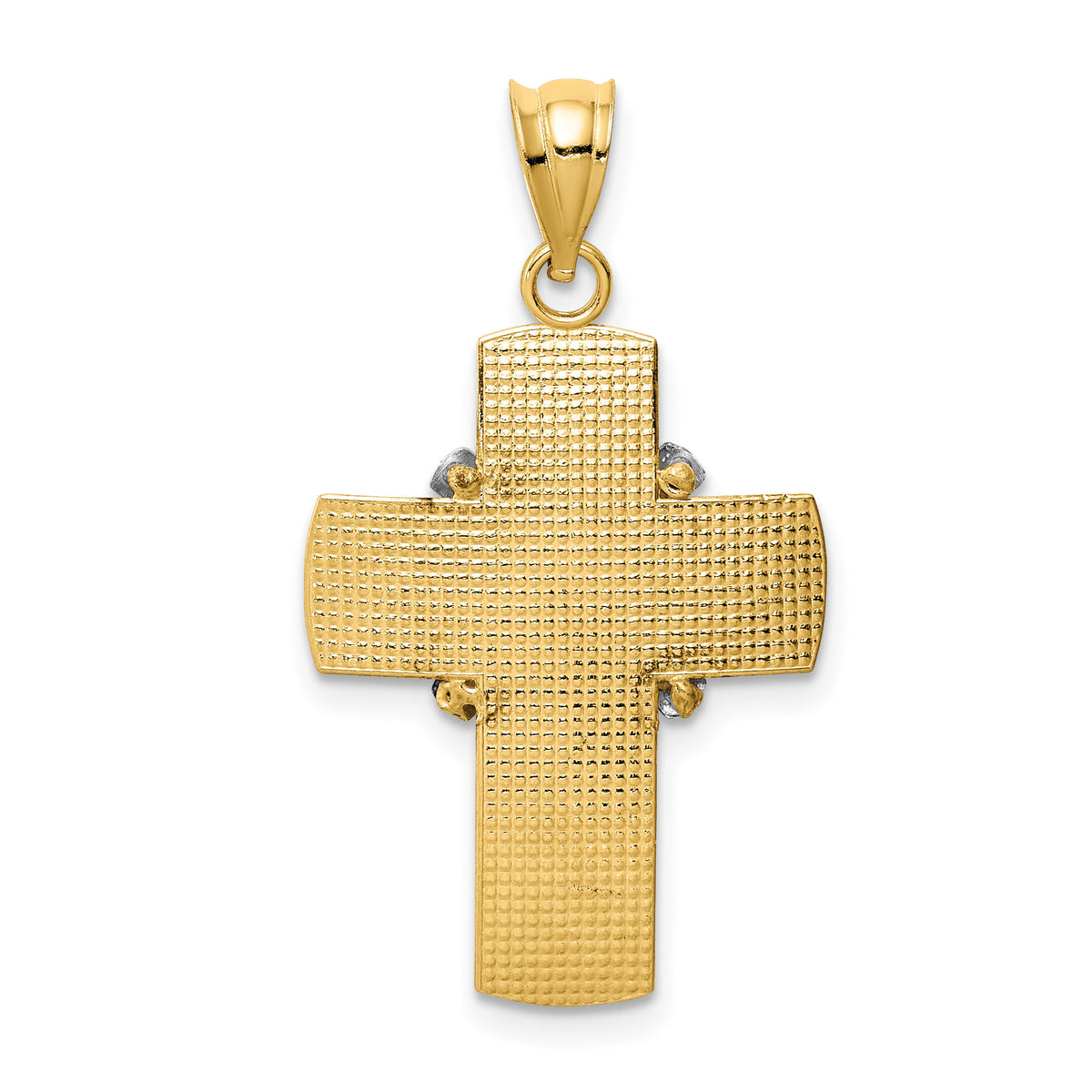 14K Two-tone Diamond-cut Cross Pendant-K3643