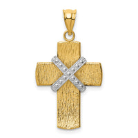 14K Two-tone Diamond-cut Cross Pendant-K3643