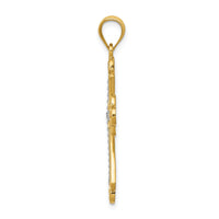 14K w/Rhodium Budded Cross Pendant-K3649