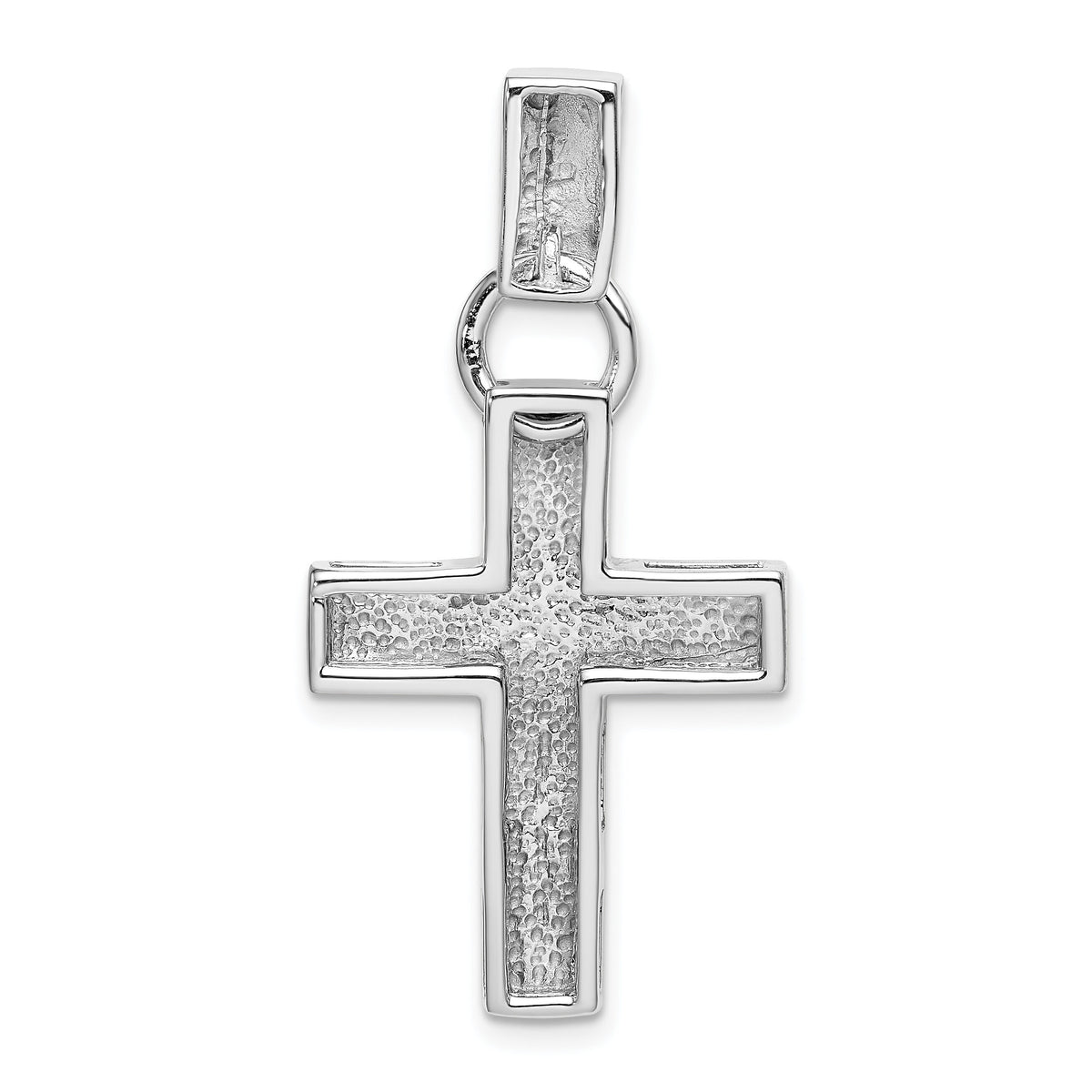 14k White Gold Modern Cross Pendant-K365