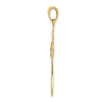 14k w/Rhodium Textured Cross Pendant-K3659