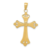 14k w/Rhodium Textured Cross Pendant-K3659