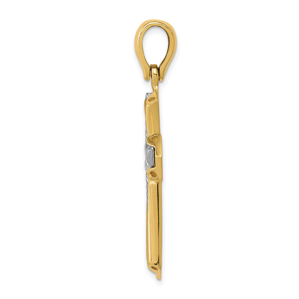 14k Two-tone Solid Cross Pendant-K3664