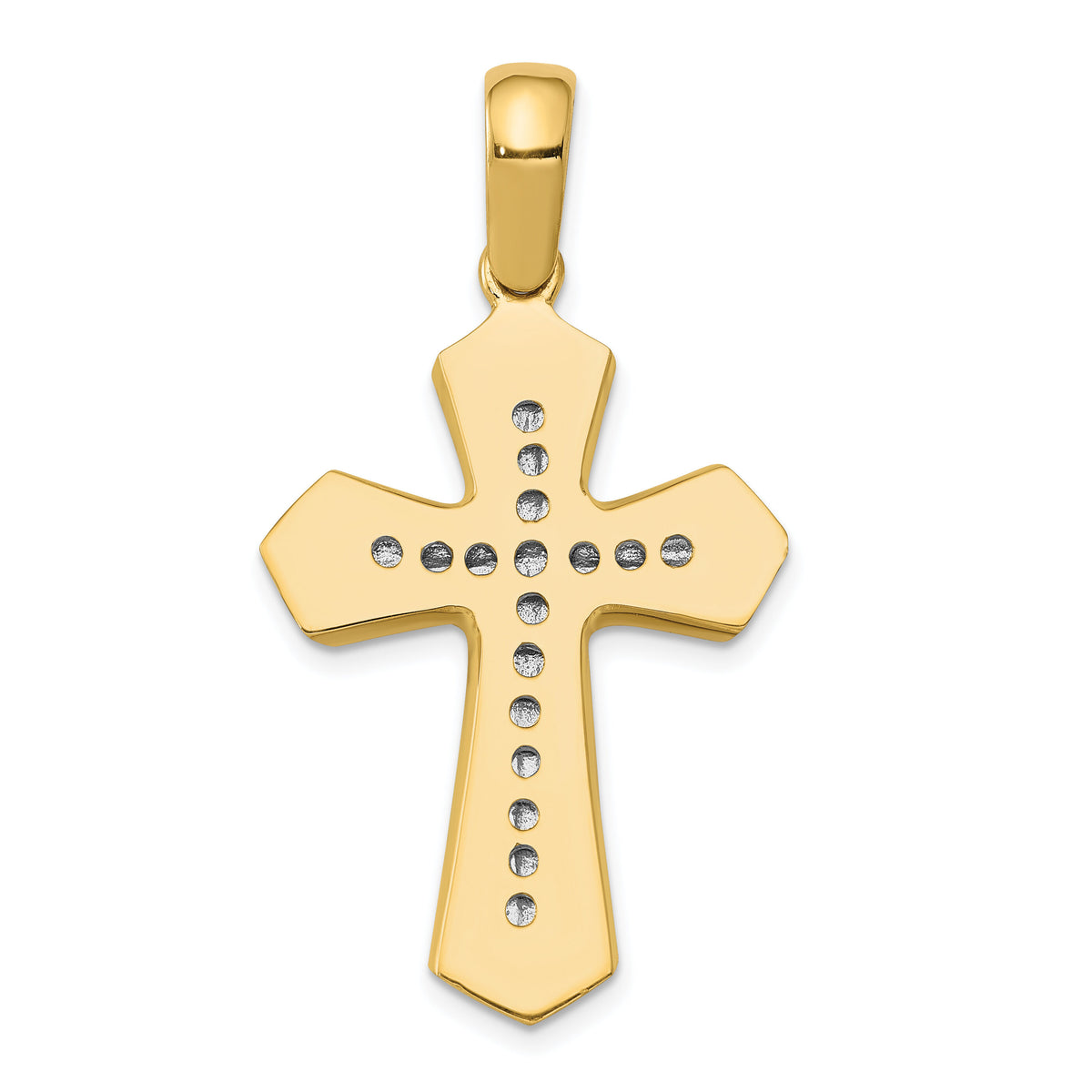 14k Two-tone Solid Cross Pendant-K3664