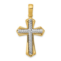 14k Two-tone Solid Cross Pendant-K3664