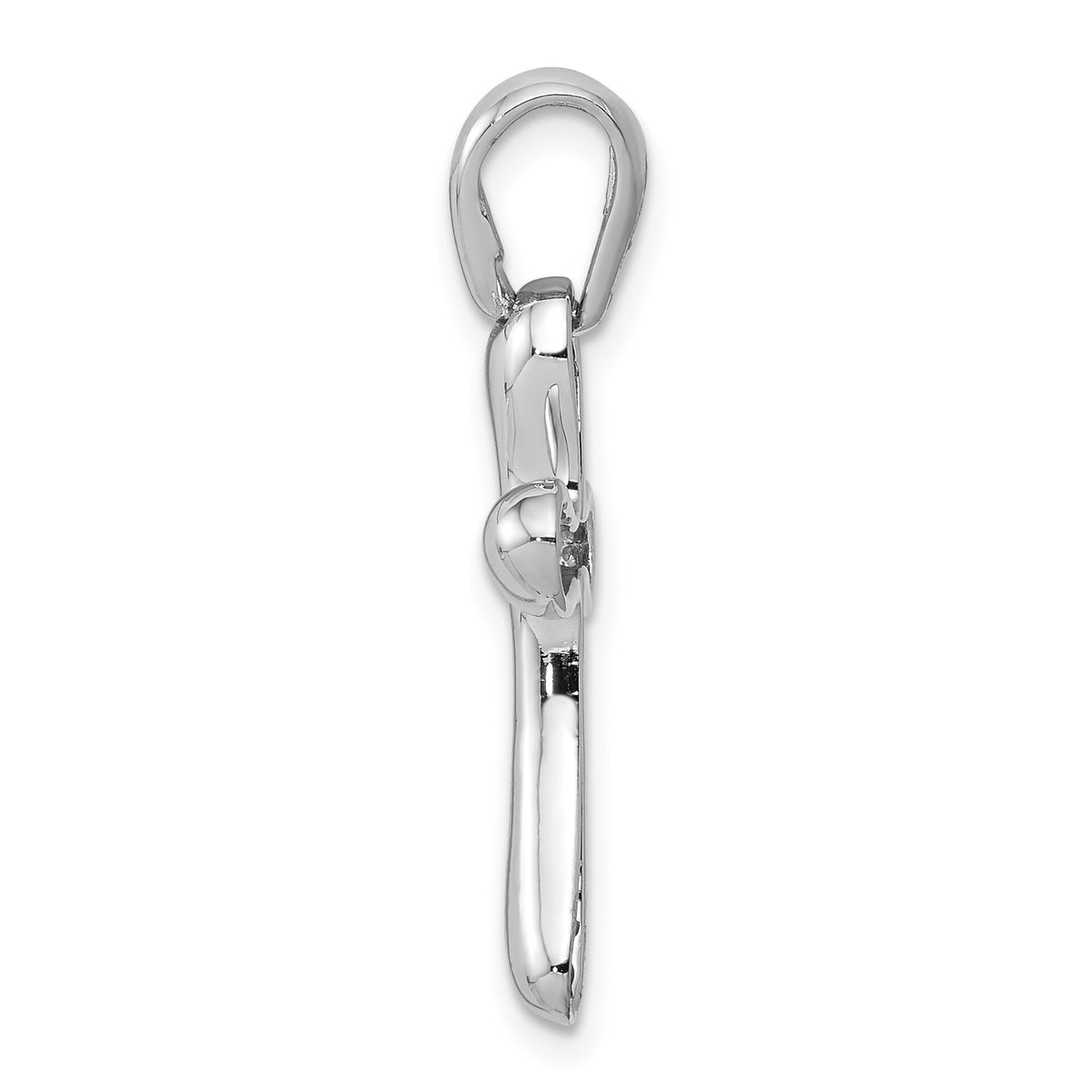 14k White Gold Freeform Cross Pendant-K367