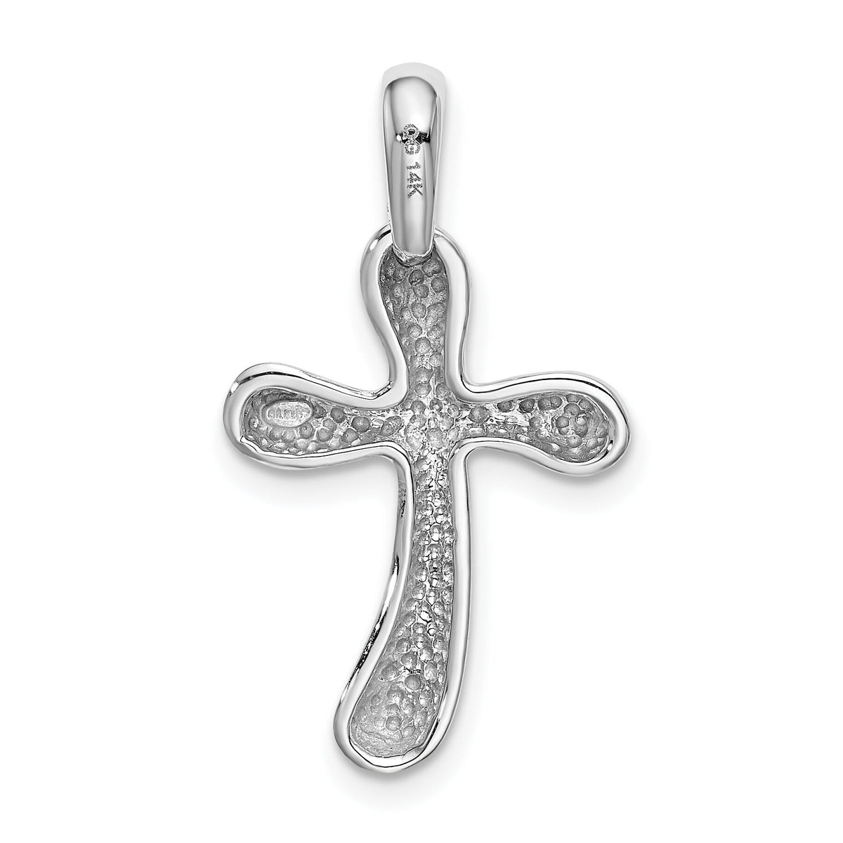 14k White Gold Freeform Cross Pendant-K367