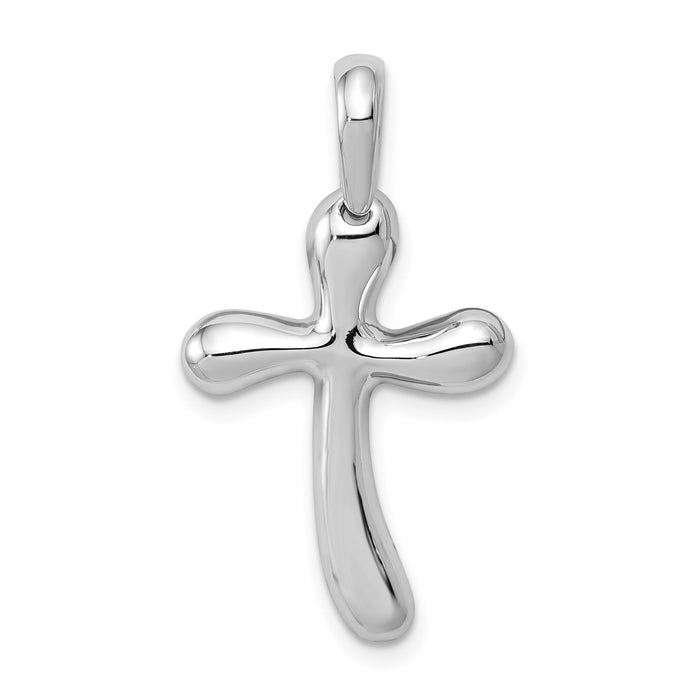 14k White Gold Freeform Cross Pendant-K367