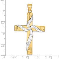 14K w/Rhodium HOPE FAITH LOVE BELIEVE Cross Pendant-K3677