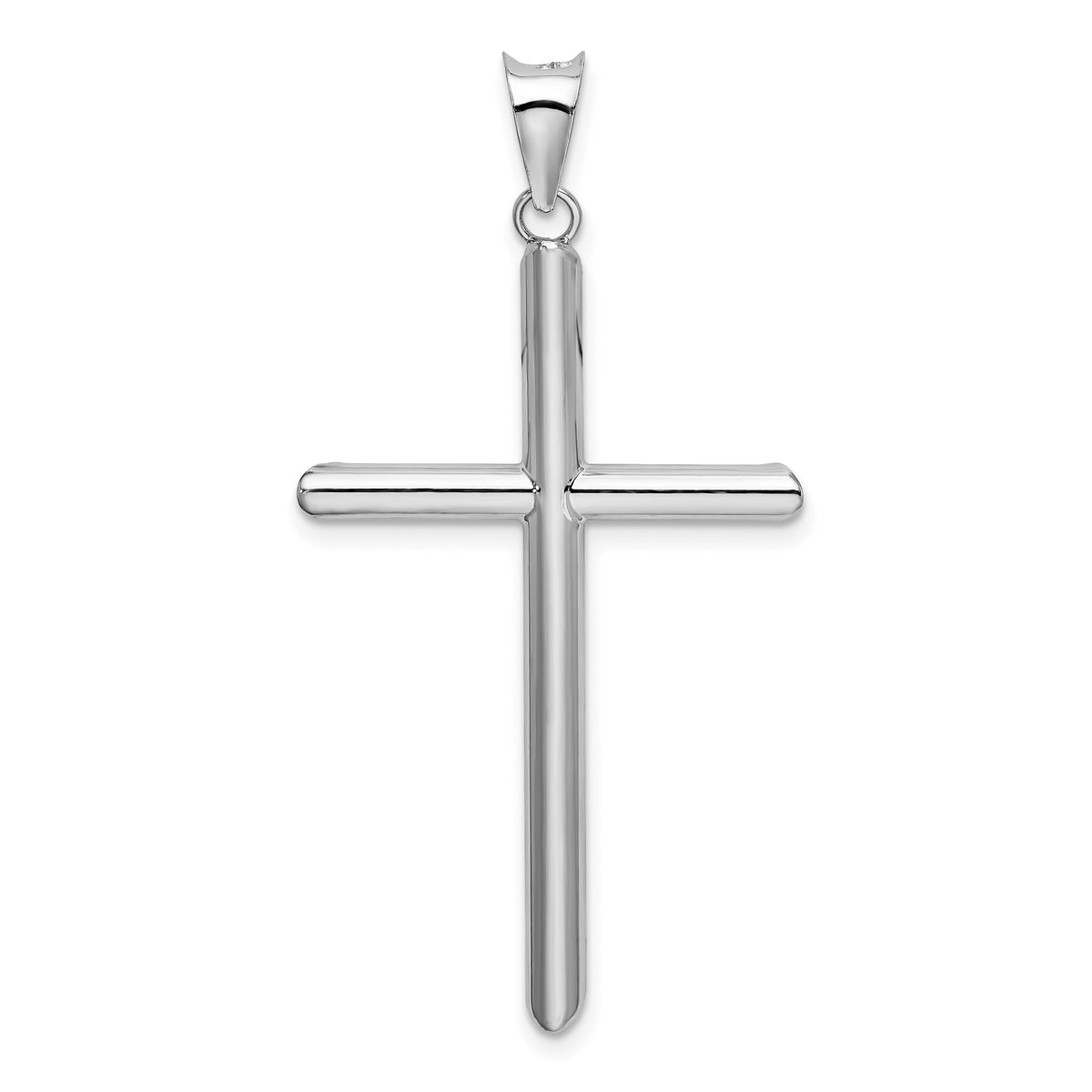14k White Gold Polished Hollow Cross Pendant-K3710