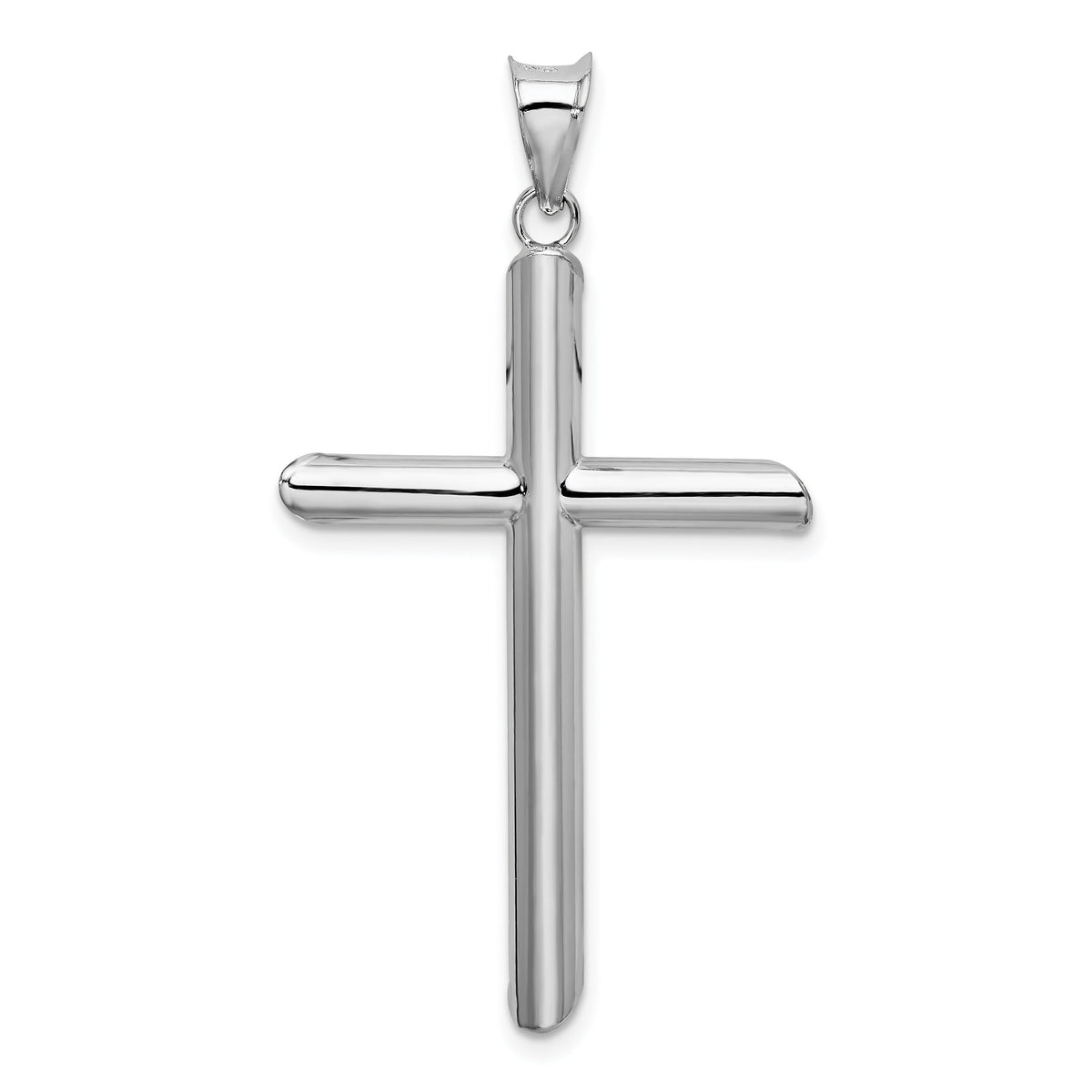 14k White Gold Polished Hollow Cross Pendant-K3712