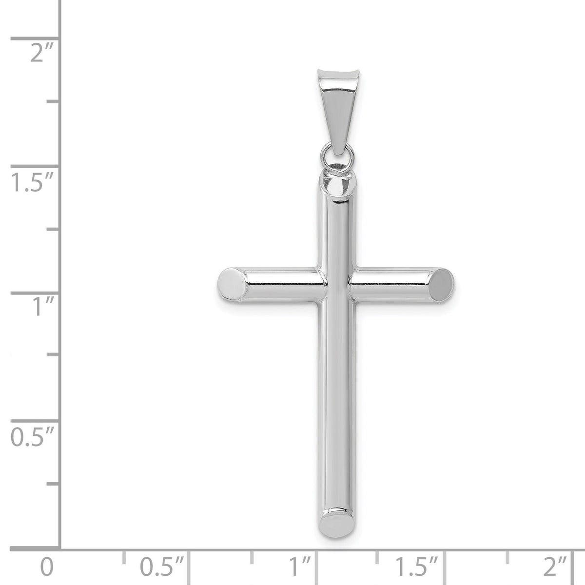 14k White Gold Polished Hollow Cross Pendant-K3712