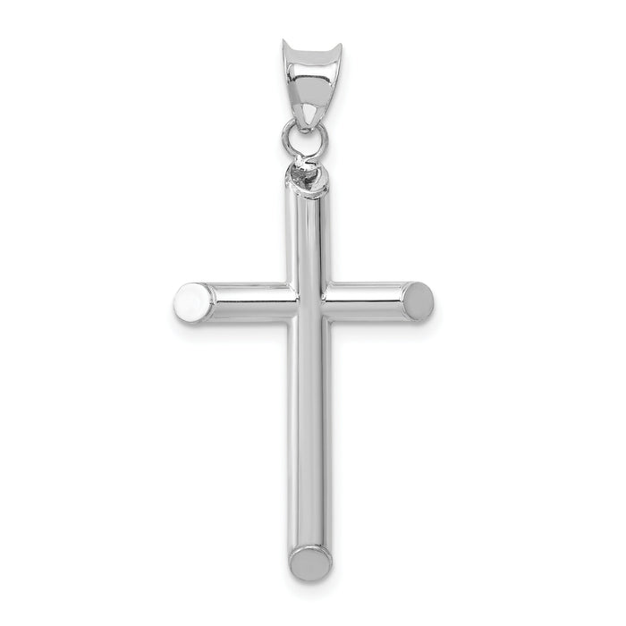 14k White Gold Hollow Cross Pendant-K3718
