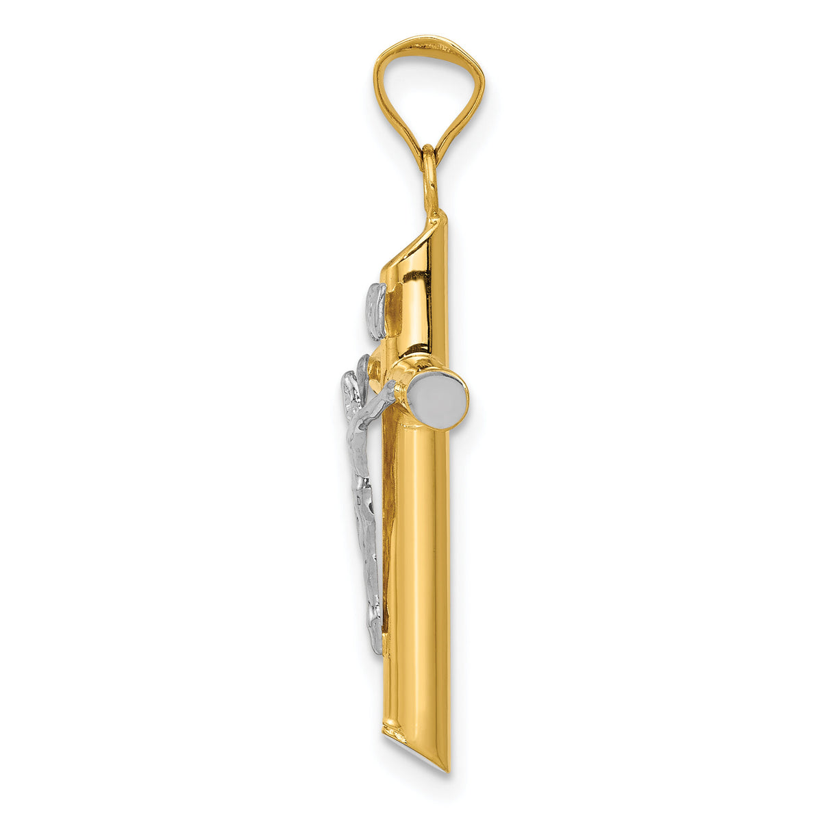 14K Two-Tone w/Rhodium Inri Crucifix Pendant-K3722