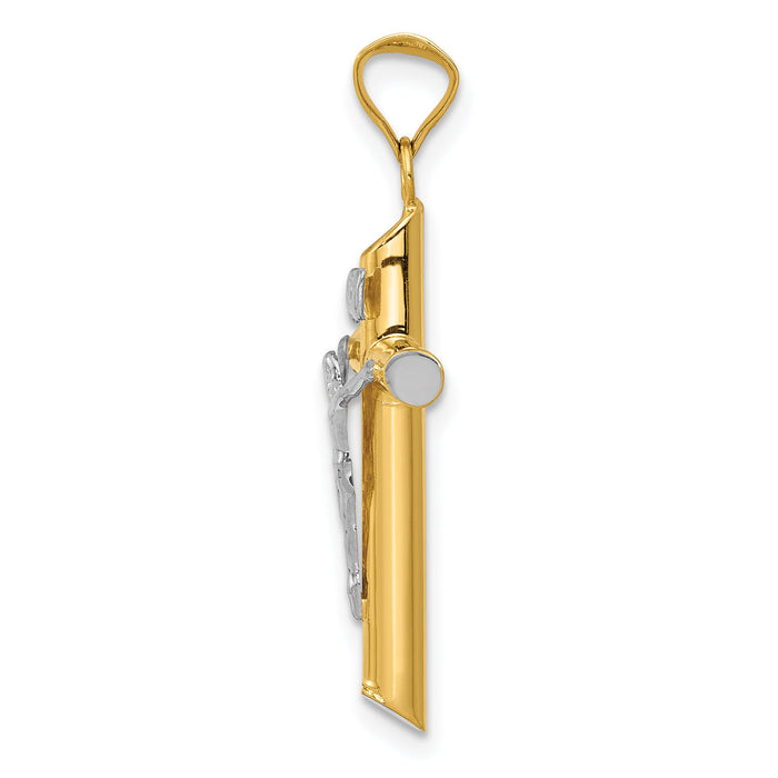 14K Two-Tone w/Rhodium Inri Crucifix Pendant-K3722