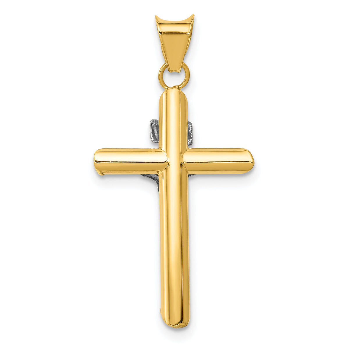14K Two-Tone w/Rhodium Inri Crucifix Pendant-K3722