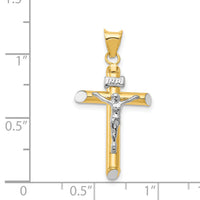 14K Two-Tone w/Rhodium Inri Crucifix Pendant-K3722