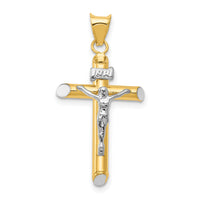 14K Two-Tone w/Rhodium Inri Crucifix Pendant-K3722