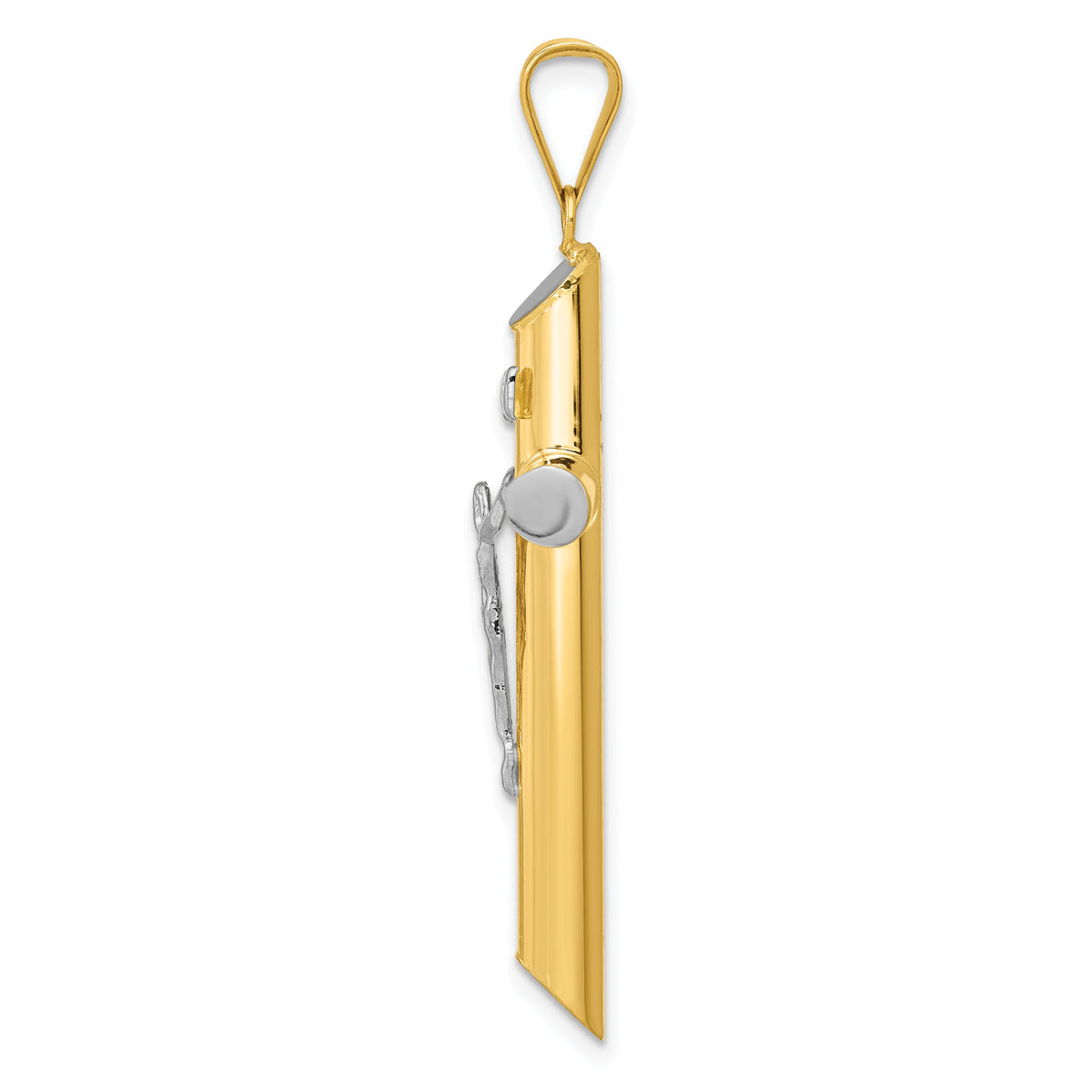 14K Two-Tone w/Rhodium Inri Crucifix Pendant-K3723