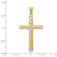 14K Two-Tone w/Rhodium Inri Crucifix Pendant-K3723