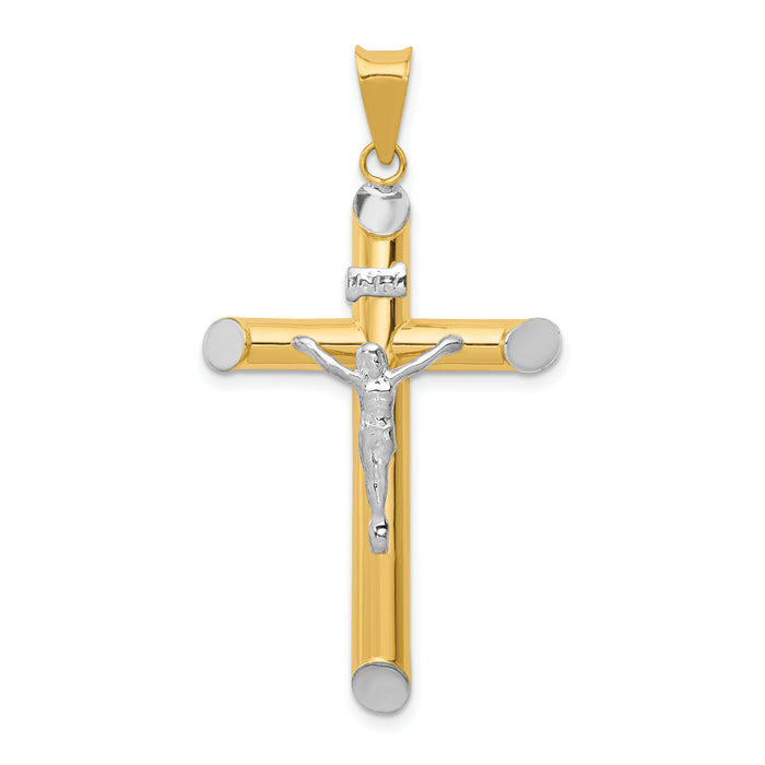 14K Two-Tone w/Rhodium Inri Crucifix Pendant-K3723