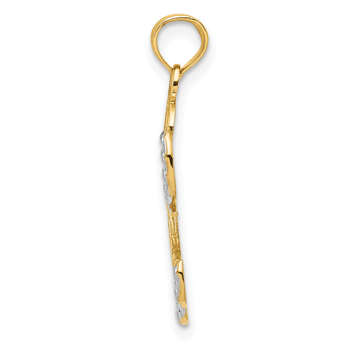 14K w/Rhodium LOVE Angel Pendant-K3748