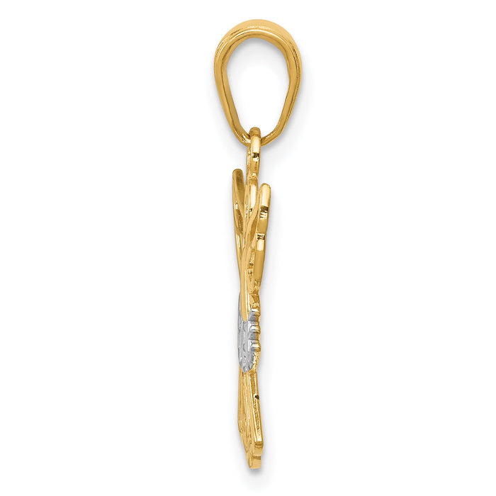 14K W/Rhodium BELIEVE Angel Pendant-K3749