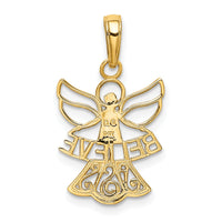 14K W/Rhodium BELIEVE Angel Pendant-K3749