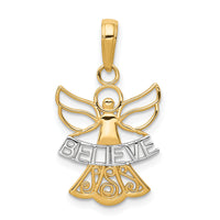 14K W/Rhodium BELIEVE Angel Pendant-K3749