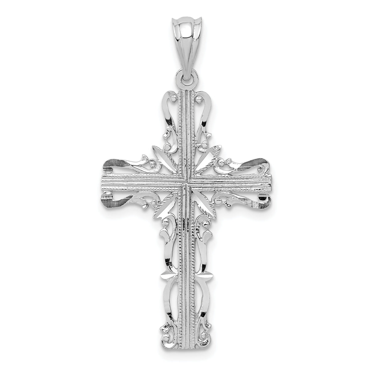 14k White Gold Latin Cross Pendant-K376