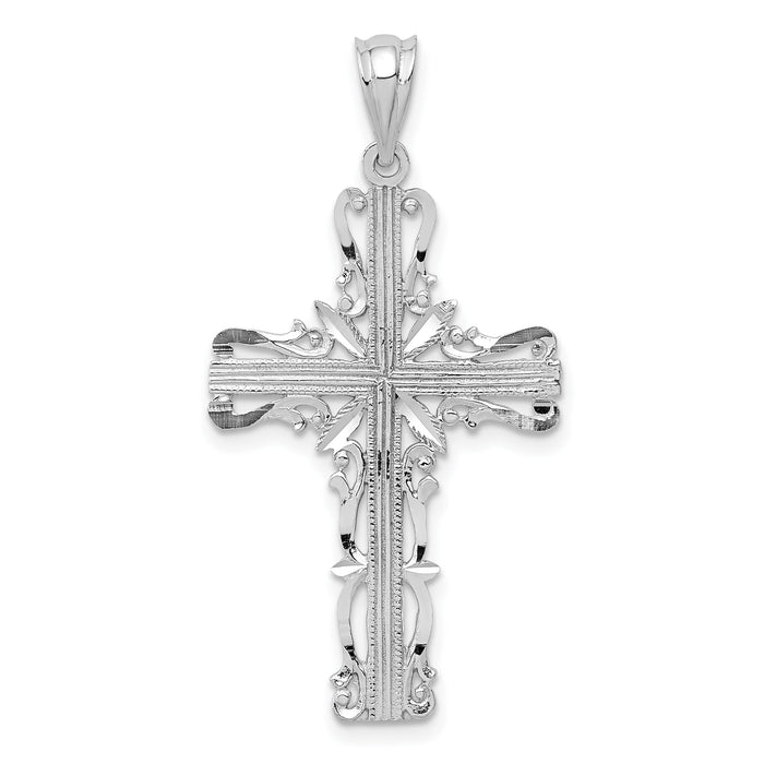 14k White Gold Latin Cross Pendant-K376