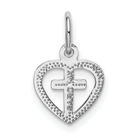 14k White Gold Cross in Heart Charm-K384