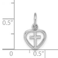 14k White Gold Cross in Heart Charm-K384