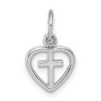14k White Gold Cross in Heart Charm-K384