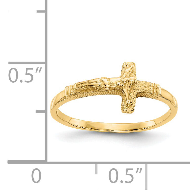 14K Satin Finish Childs Crucifix Ring-K3847