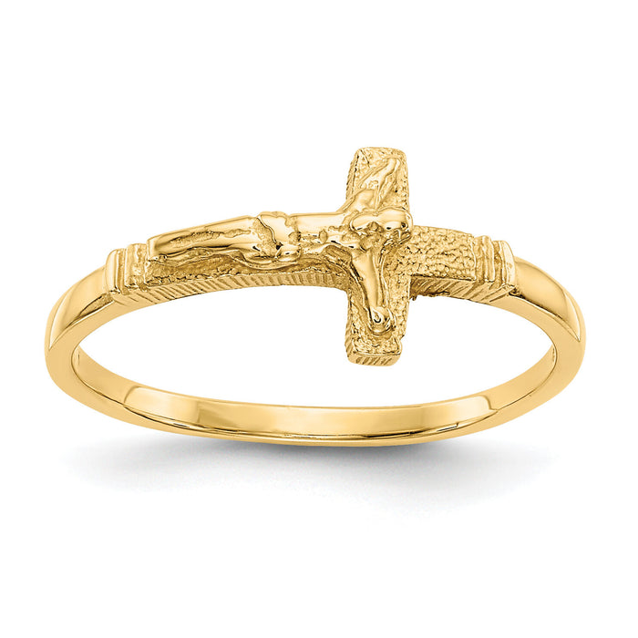 14K Satin Finish Childs Crucifix Ring-K3847