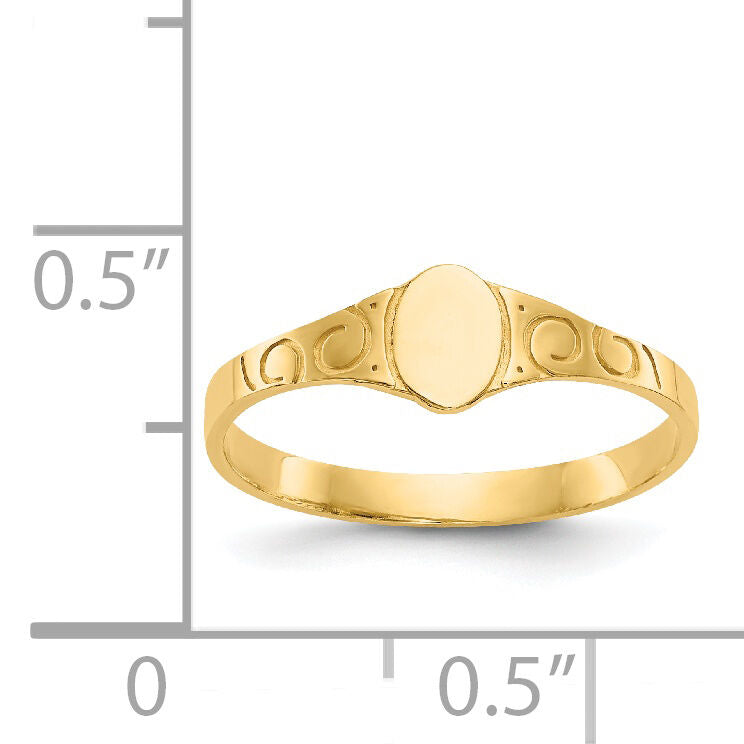 14k Polished Oval Baby Signet Ring-K3849