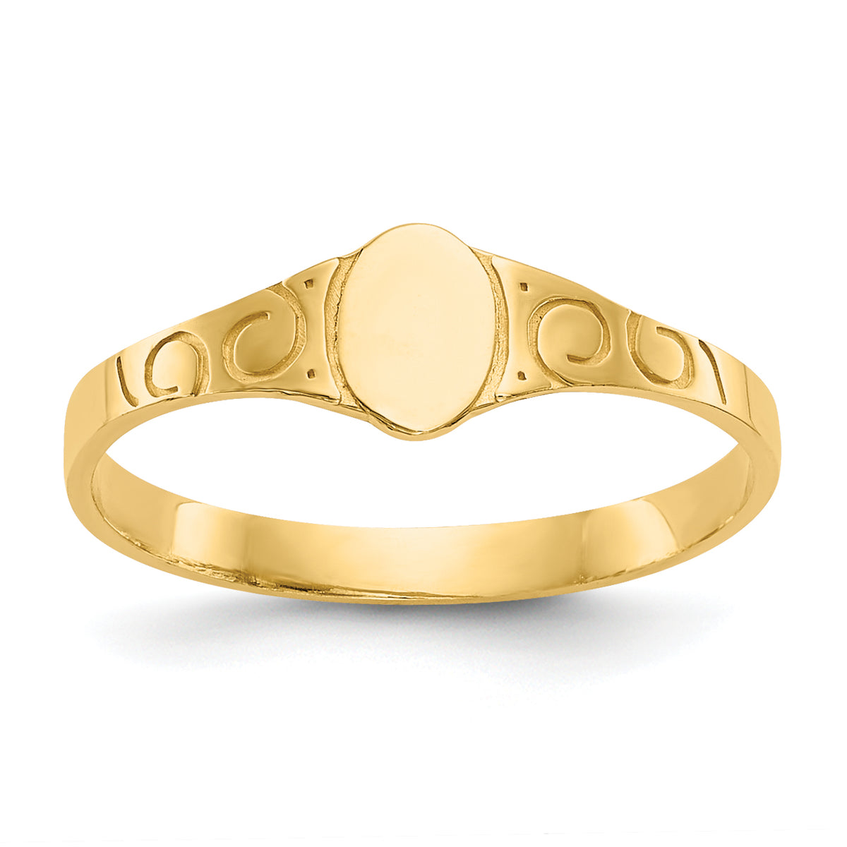 14k Polished Oval Baby Signet Ring-K3849