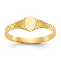 14k Polished Oval Baby Signet Ring-K3849